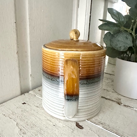 Roscher Stoneware Gradient Neutral Color Teapot Knot Handle Tea Kettle Bohemian - Picture 5 of 12